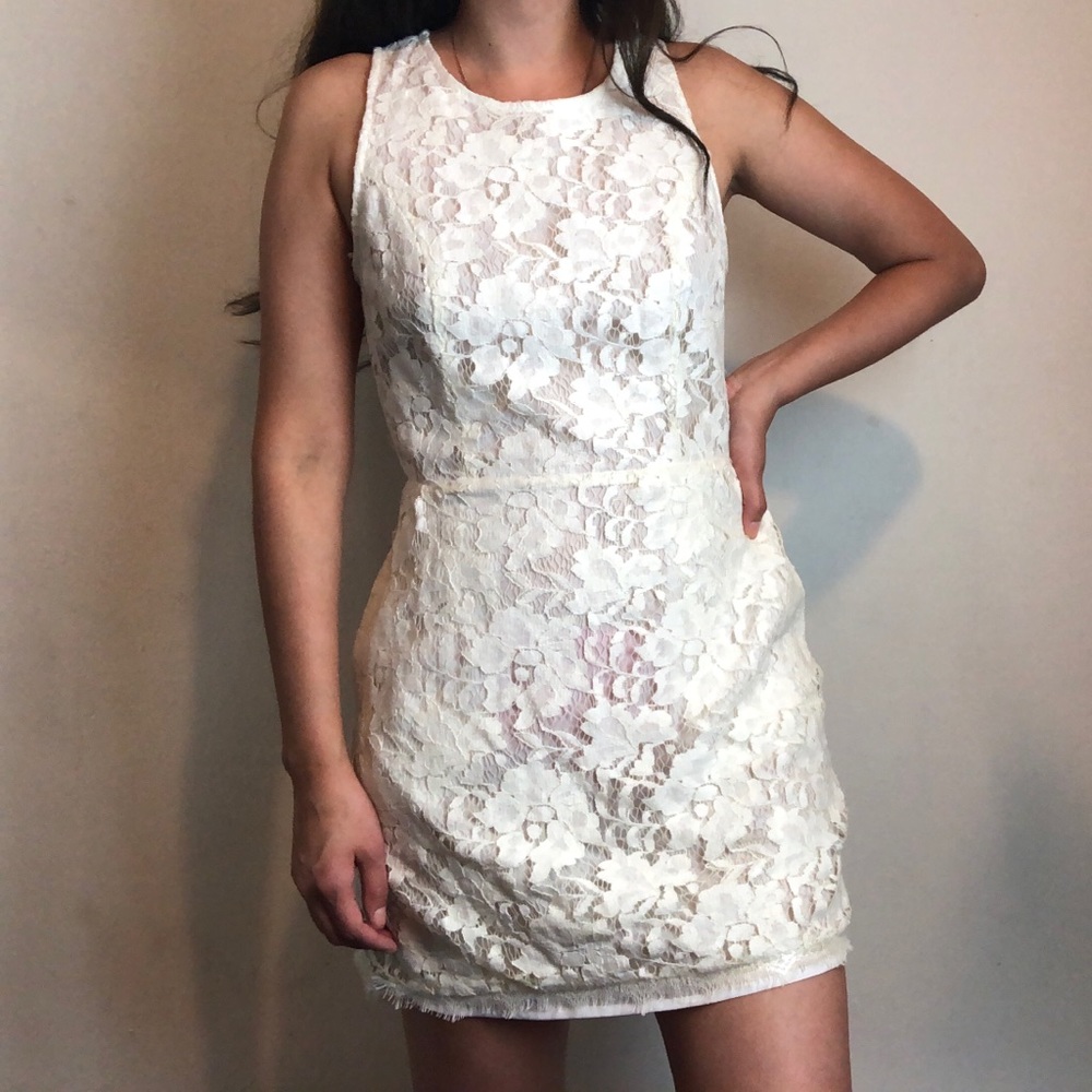Foreign Exchange white lace dress